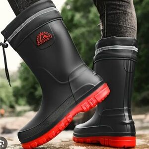 Men'S Slip-Resistant Mid-Calf Rain Boots with a Drawstring EU 42